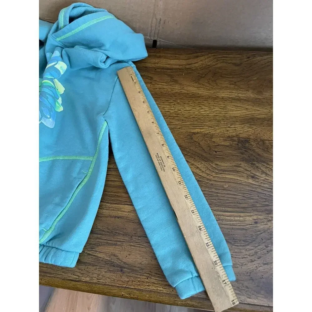 Lands'‎ End Girls Size M 8 Pullover Teal-Green Sweatshirt Hoodie Elastic Waist